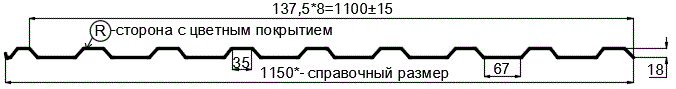 Фото: Профнастил МП20 х 1100 - R (Steelmatt-20-8017-0.4±0.08мм) в Луховицах