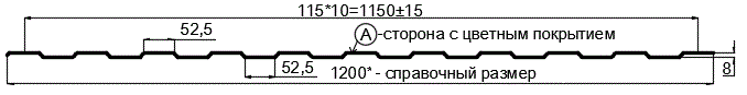 Фото: Профнастил С8 х 1150 - A (ECOSTEEL_T-12-Золотой Орех-0.45) в Луховицах