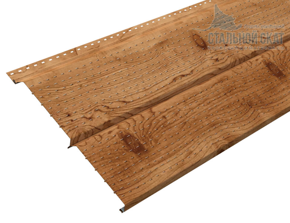 Софит перфор. Lбрус-XL-14х335 (ECOSTEEL_T-01-Кедр-0.5)