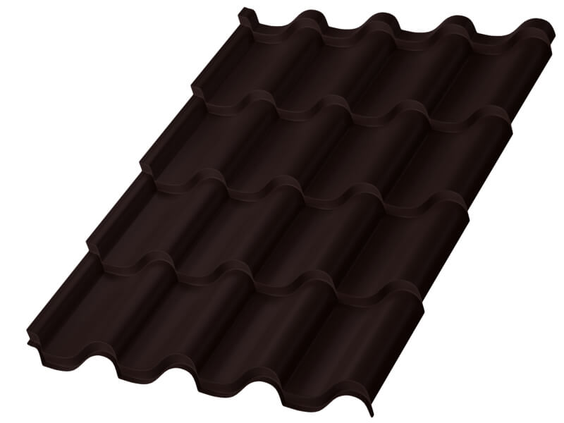 Металлочерепица МП Монтерроса-M (VALORI-20-DarkBrown-0.5)