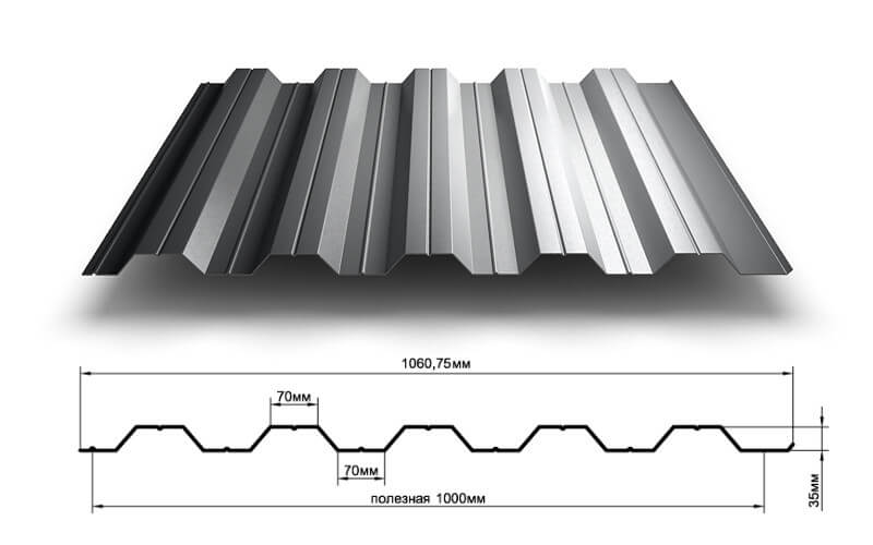 Профнастил НС35 х 1000 - B (PURMAN-20-Argillite-0.5)