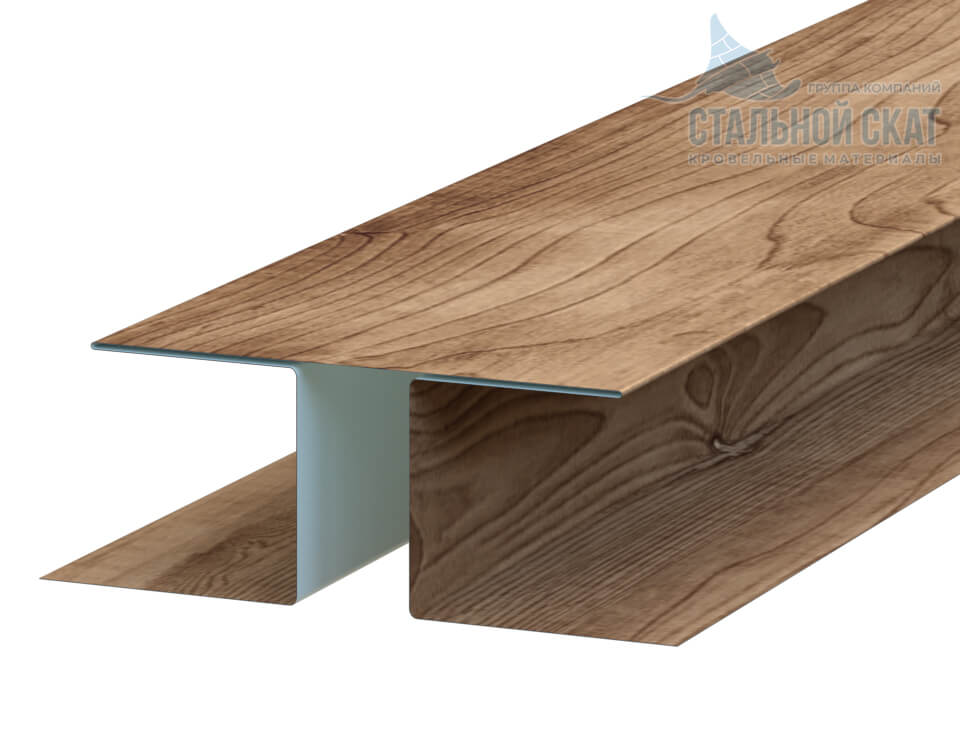 Планка стыковочная сложная Woodstock 75х3000 (ECOSTEEL_T-12-Золотой Орех-0.45)