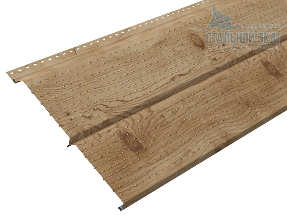Софит перфор. Lбрус-XL-14х335 (ECOSTEEL-01-Сосна-0.5)